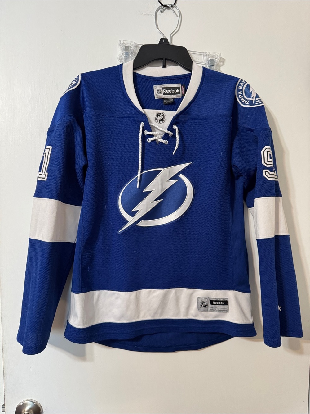 Reebok Royal Blue and White Tampa Bay Lightning Jersey